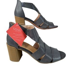 SOUL Naturalizer Boho Christina Denim Blue Heeled Sandals NIB Comfort Size 9